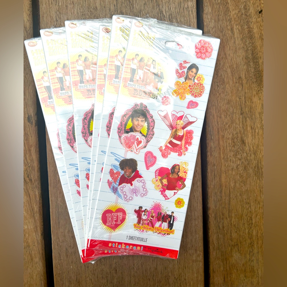 Vintage Disney High School Musical Hallmark Valentine Stickeroni Sticker Sheets - Picture 2 of 4